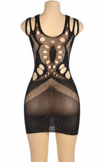 YesX Plus Size Bodystocking Dress Sparkly One Size Black