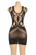 YesX Sparkly Black Sheer Erotic Dress One Size