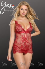 YesX Eyelash Lace Chemise Hot Red