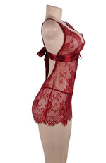 YesX Eyelash Lace Chemise Hot Red