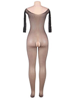 YesX Fishnet Diamante Sparkly Crotchless Full Bodystocking Black