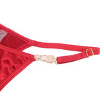 YesX Hollow Cut Halter Bra Lingerie Set Red