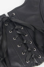 YesX Leather-Look Zip-Up Corset Adjustable Lace-Up Back Up to 4XL Black