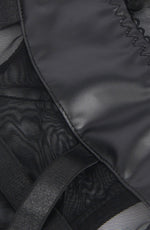 YesX Faux Leather Look Mesh Bodysuit with Garter Straps Black