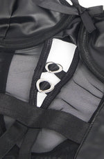 YesX Faux Leather Look Mesh Bodysuit with Garter Straps Black