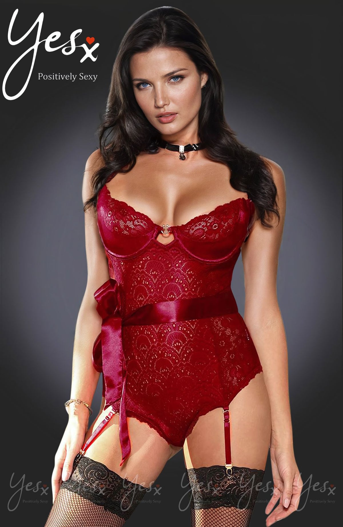 YesX Red Lace Bodysuit