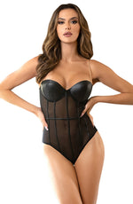 YesX Gold Chain Straps Sheer Bodysuit Black
