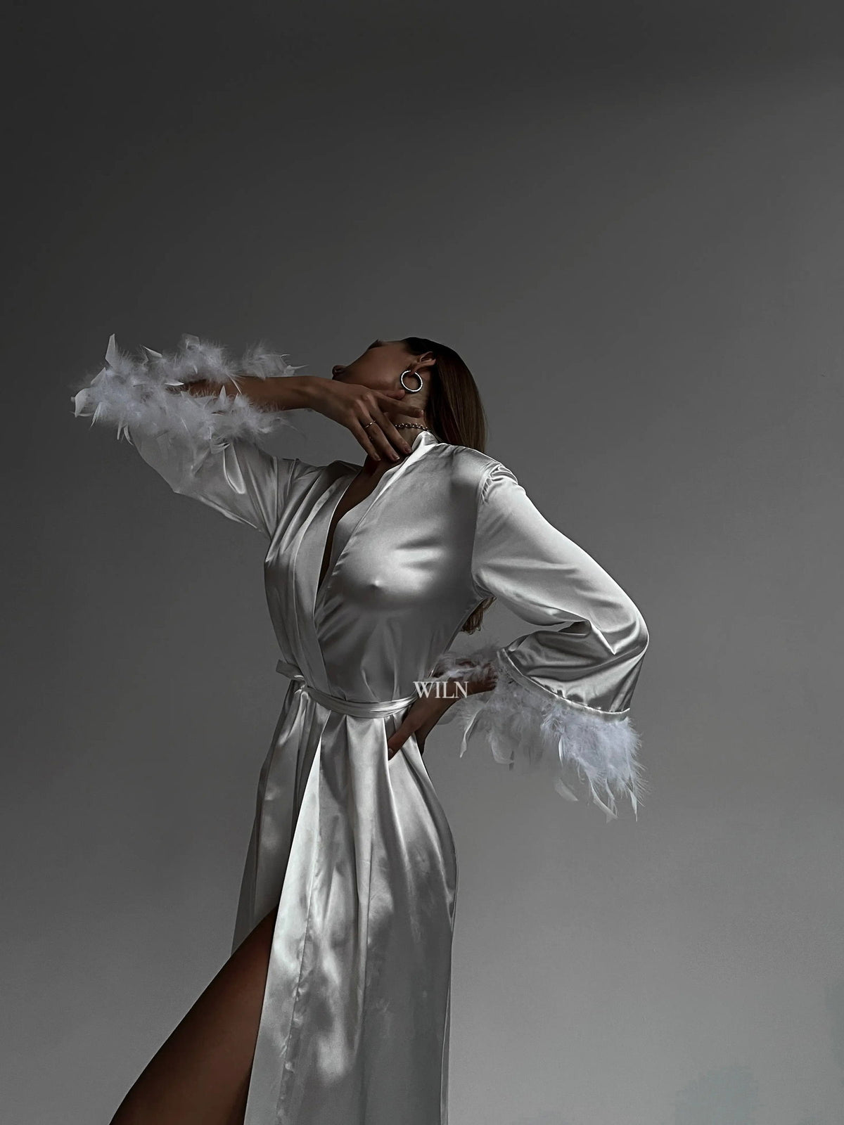 AFFECTION White Satin Bridal Robe – alternate view
