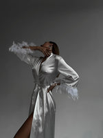 AFFECTION Luxurious White Satin Women’s Bridal Robe
