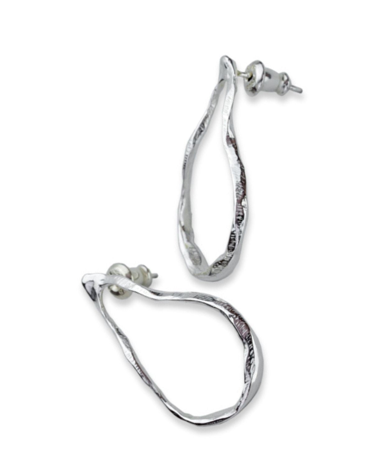 ‘Alohi Kai Ola Wai Medium Hand Carved Loop Silver Earrings