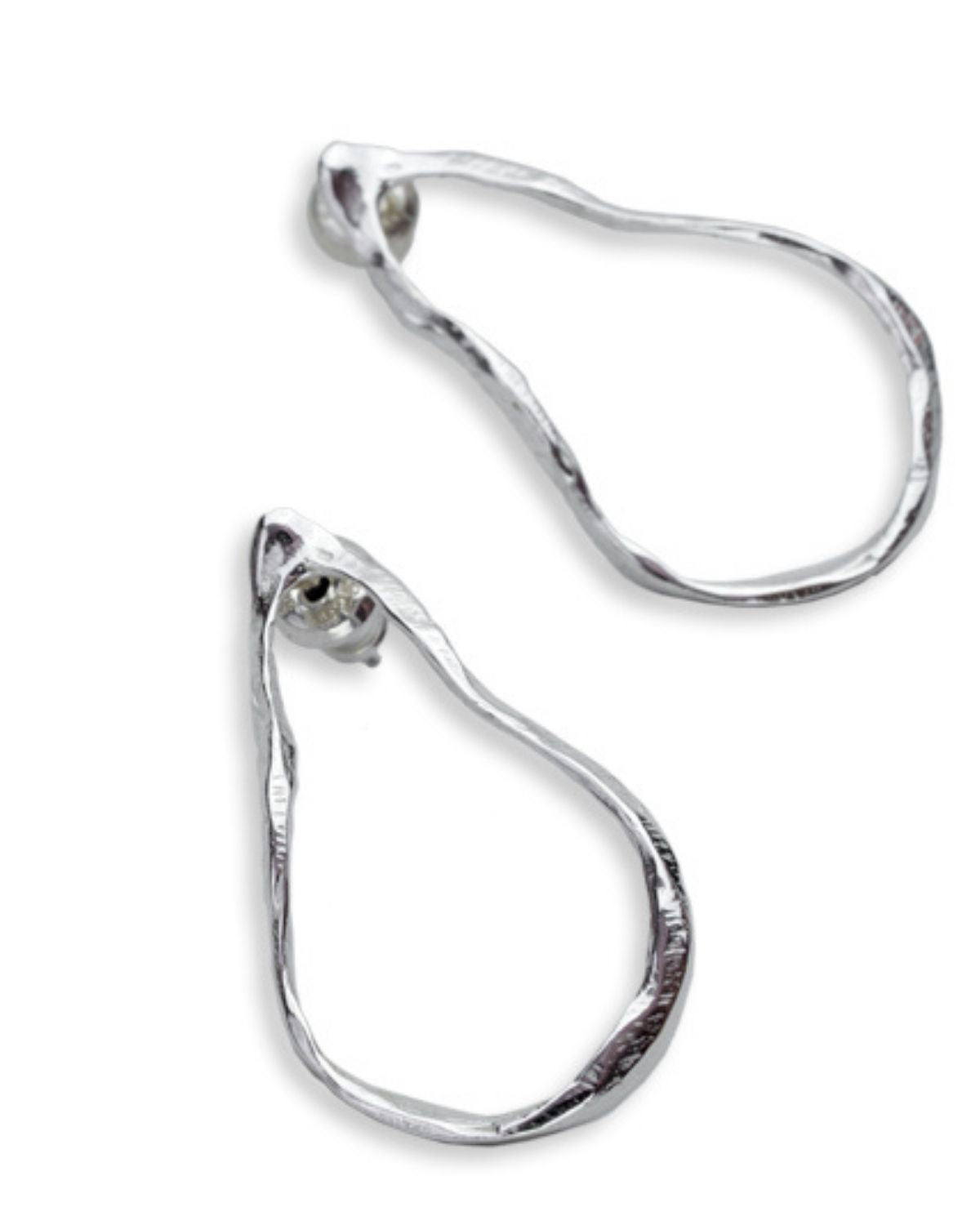 ‘Alohi Kai Ola Wai Medium Hand Carved Loop Silver Earrings