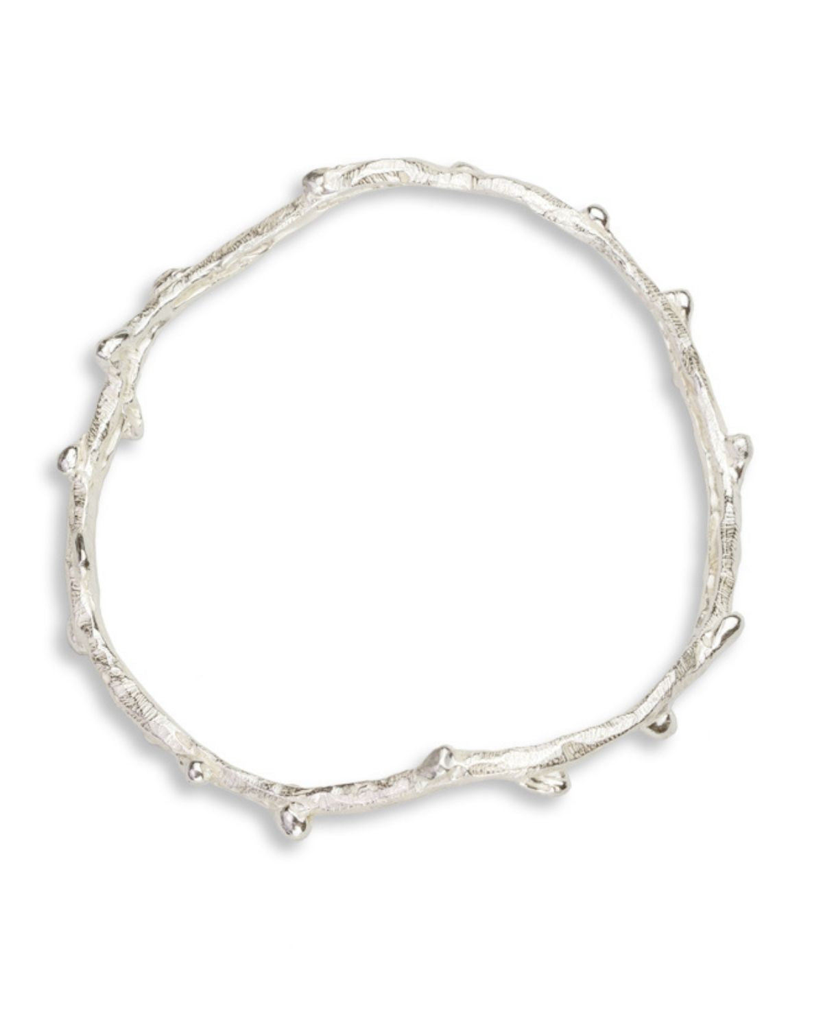 ‘Alohi Kai Sculptural Ola Hand Carved Silver Bangle - Limu Manauea Seaweed