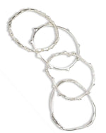 ‘Alohi Kai Sculptural Ola Hand Carved Silver Bangle - Limu Manauea Seaweed