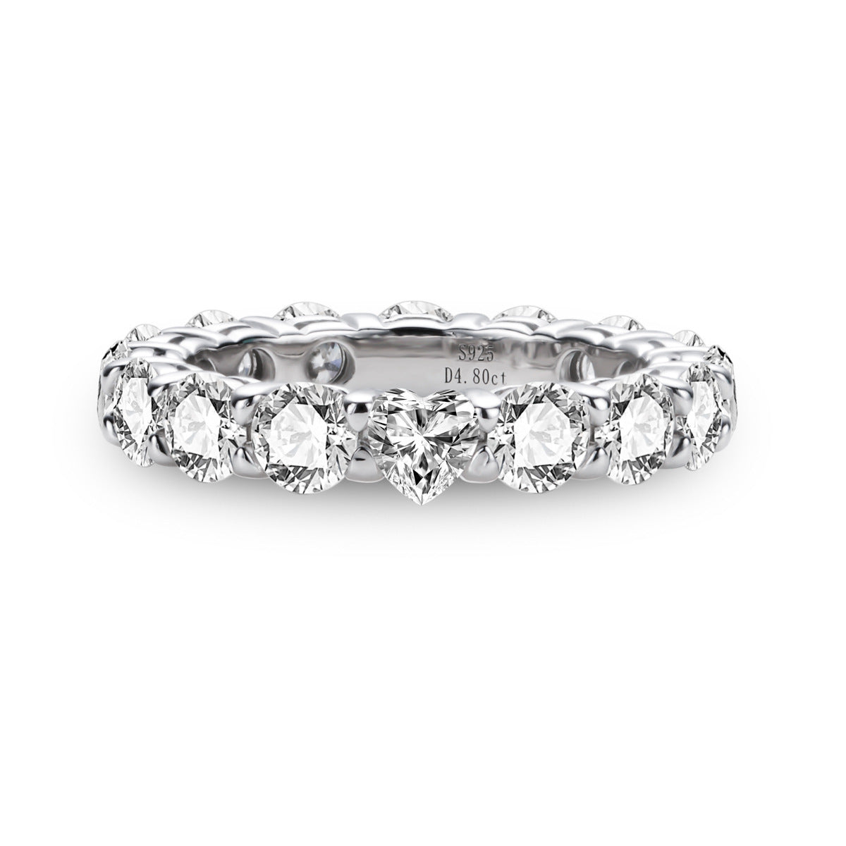 Anastasia Sterling Silver Full Moissanite Heart Ring