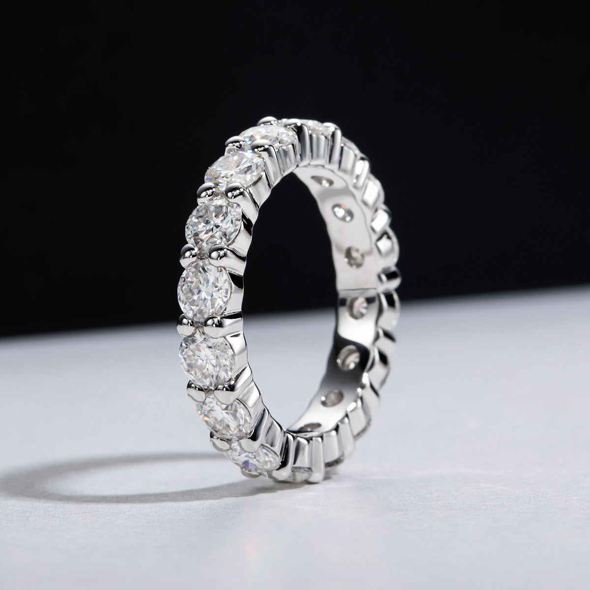 Anastasia Sterling Silver Full Moissanite Heart Ring
