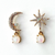 Andromeda Moon and Star Gemstone Mismatched Drop Earrings