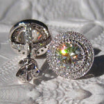 Anouska Moissanite Ear Studs Large Full Diamond Round Diamond Ear Studs White Gold Plated