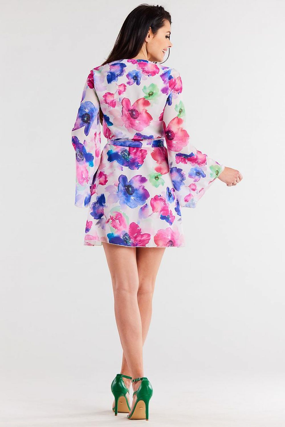 Awama Chiffon Kimono Daydress with Elastic Lining and Adjustable Belt