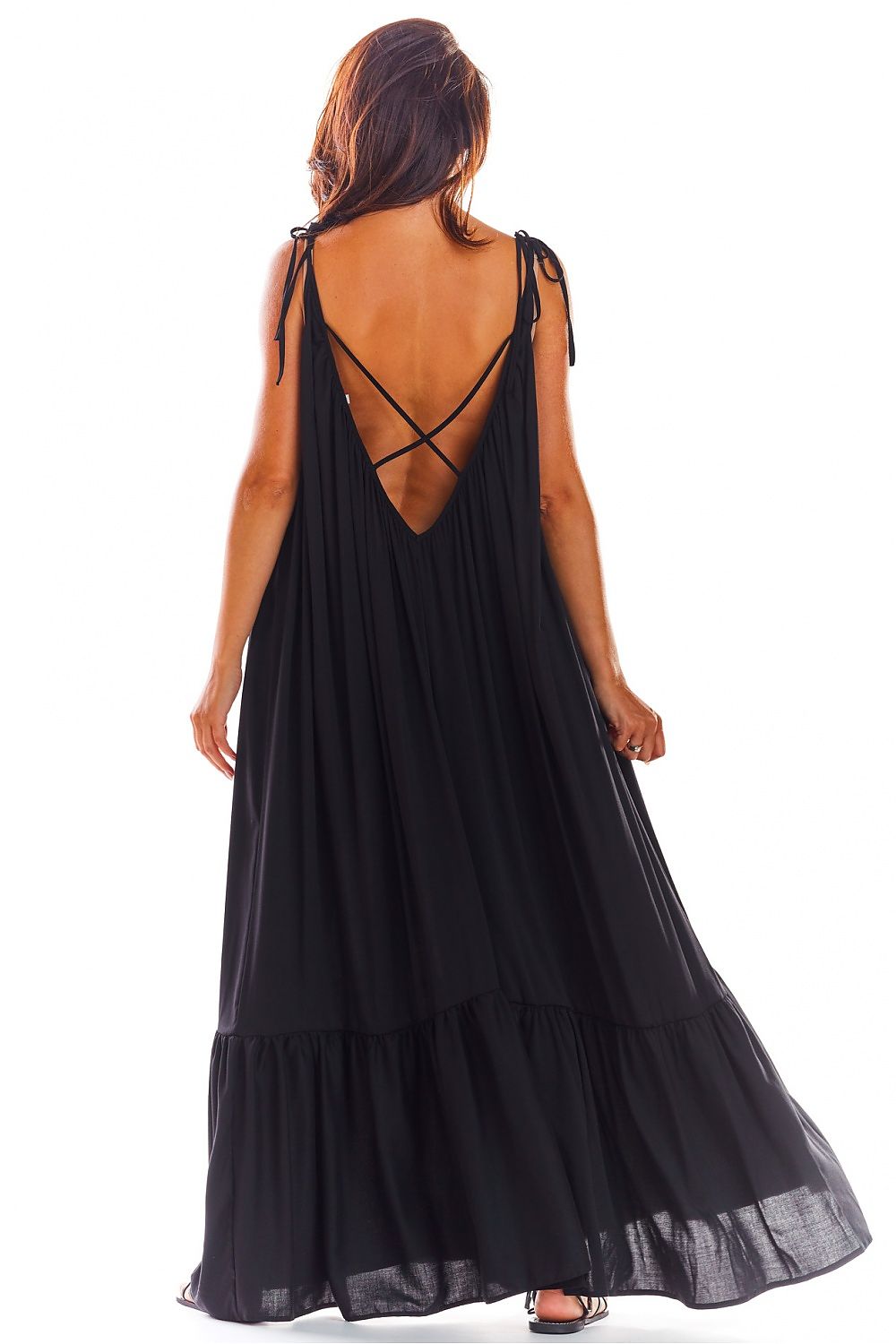 Awama Loose Oversized Daydress with Back Neckline and Flounced Bottom
