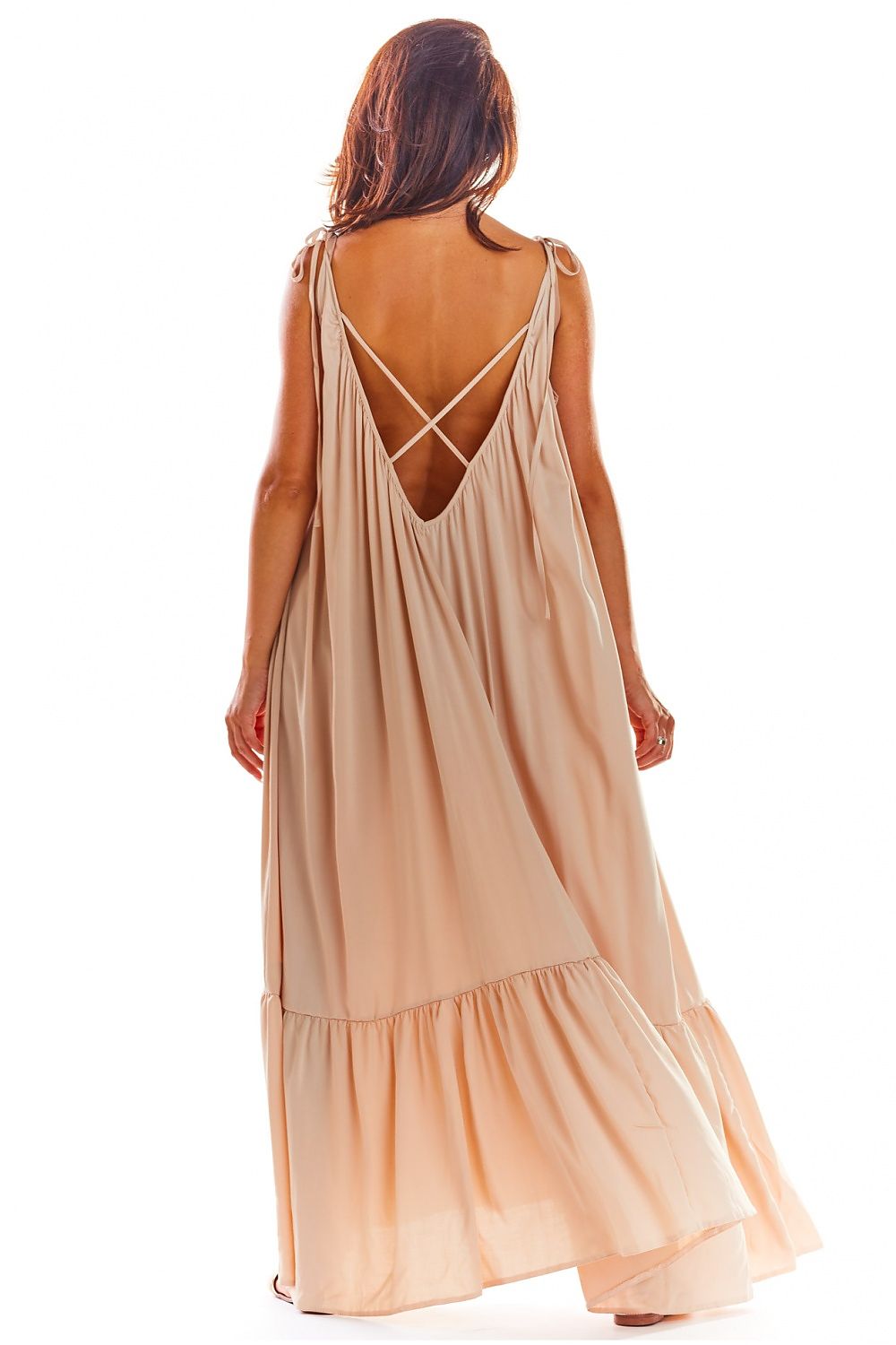 Awama Loose Oversized Daydress with Back Neckline and Flounced Bottom
