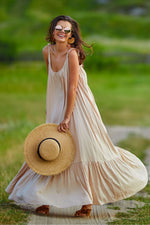 Awama Loose Oversized Daydress with Back Neckline and Flounced Bottom