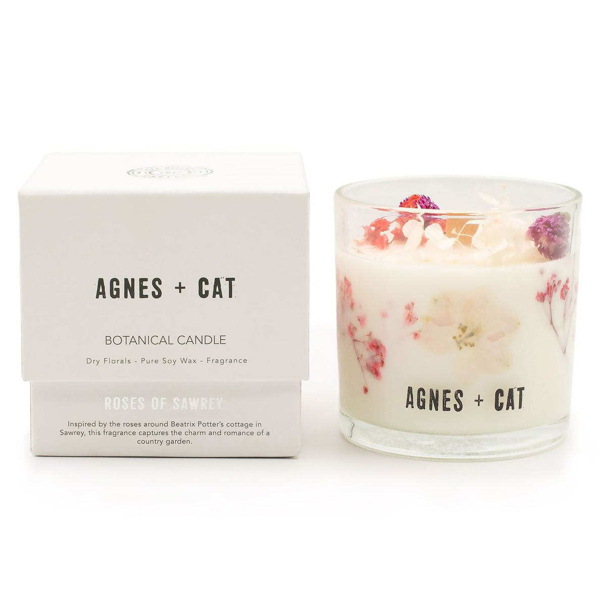 Agnes + Cat Botanical Soy Wax Candle 350g - Roses of Sawrey