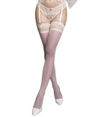 Ballerina Sheer Ivory Bridal Hold Ups with Lace Tops