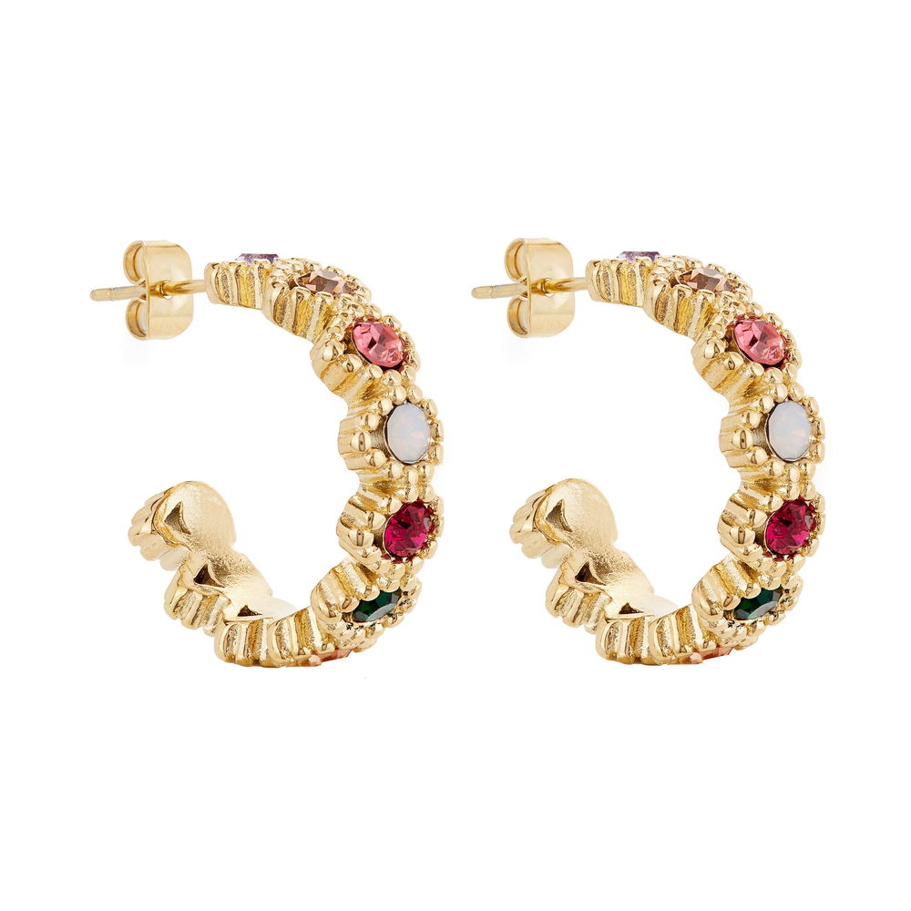 Ballinger Baroque Bejewelled Gold Hoops