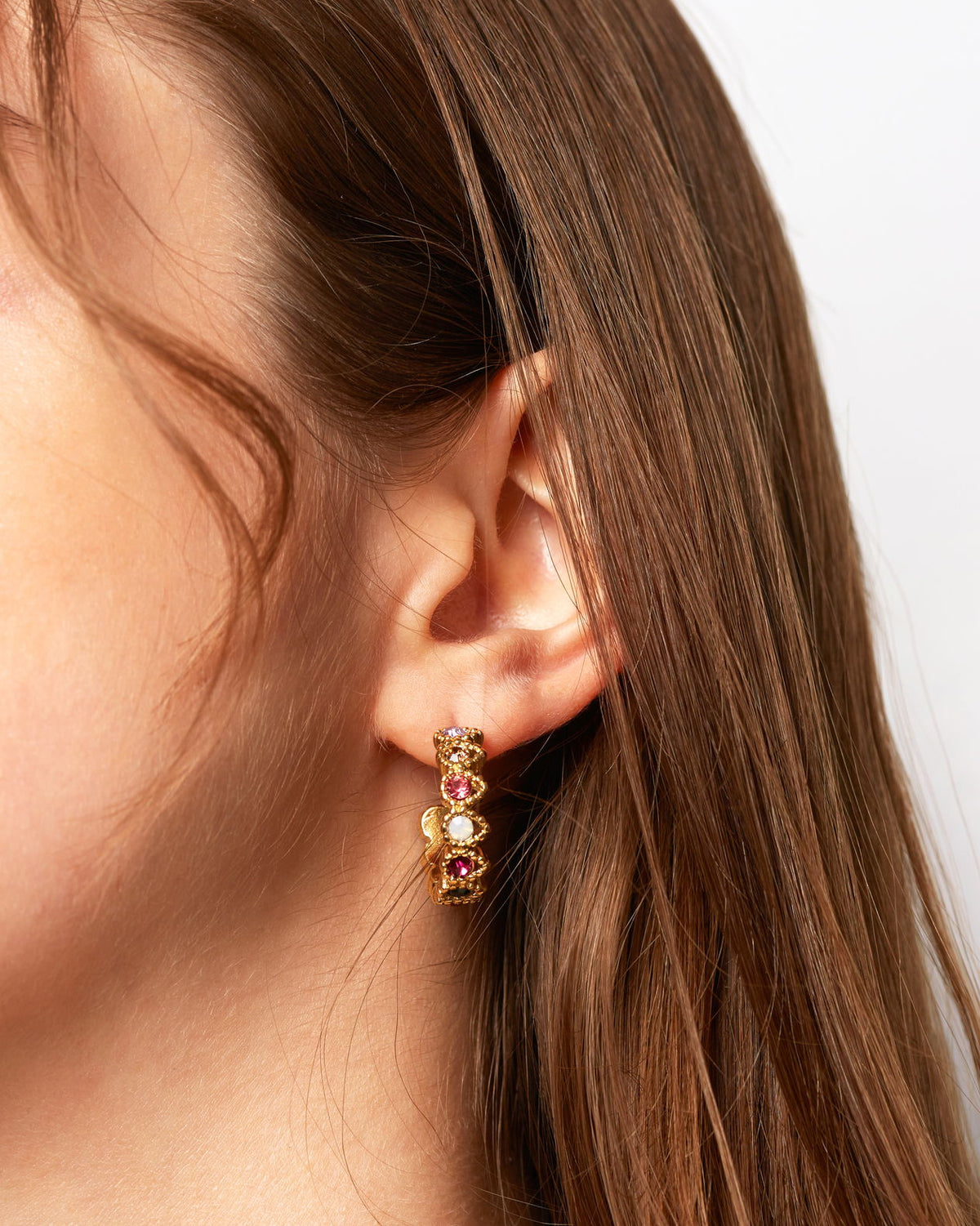 Ballinger Baroque Bejewelled Gold Hoops