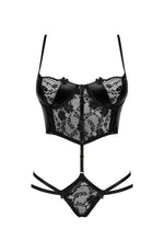 Beauty Night Noemi Delicate Lace Open Thong Garter Lingerie Set Black