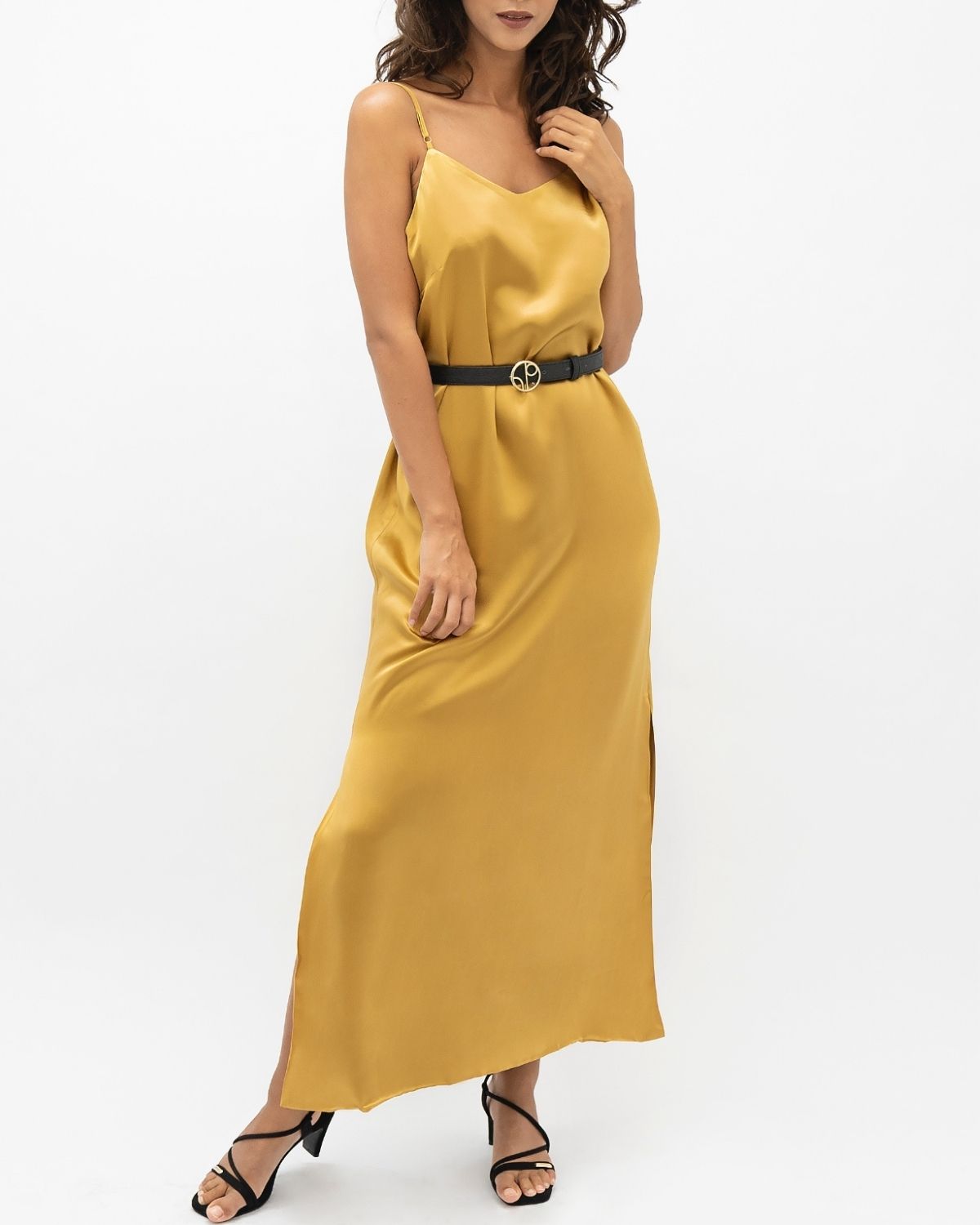 1 People Calabar Pure Mulberry Silk Thin Strap Slip Maxi Dress