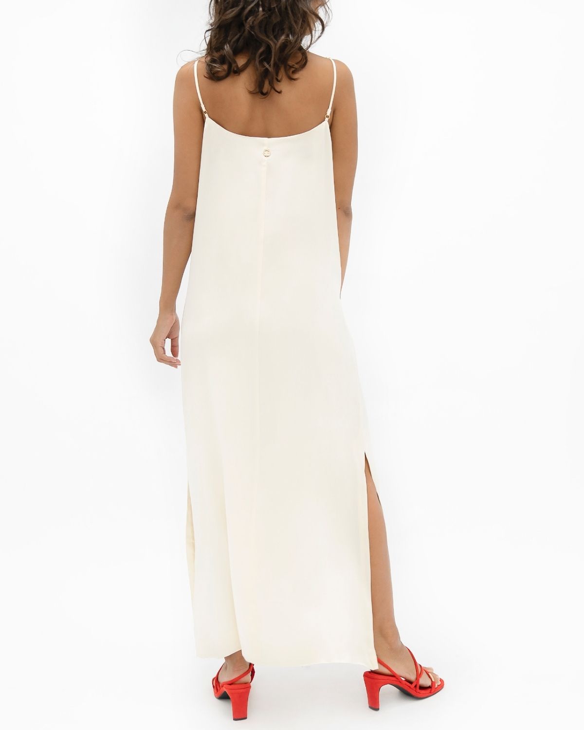 1 People Calabar Mulberry Silk Slip Strap Maxi Dress in White
