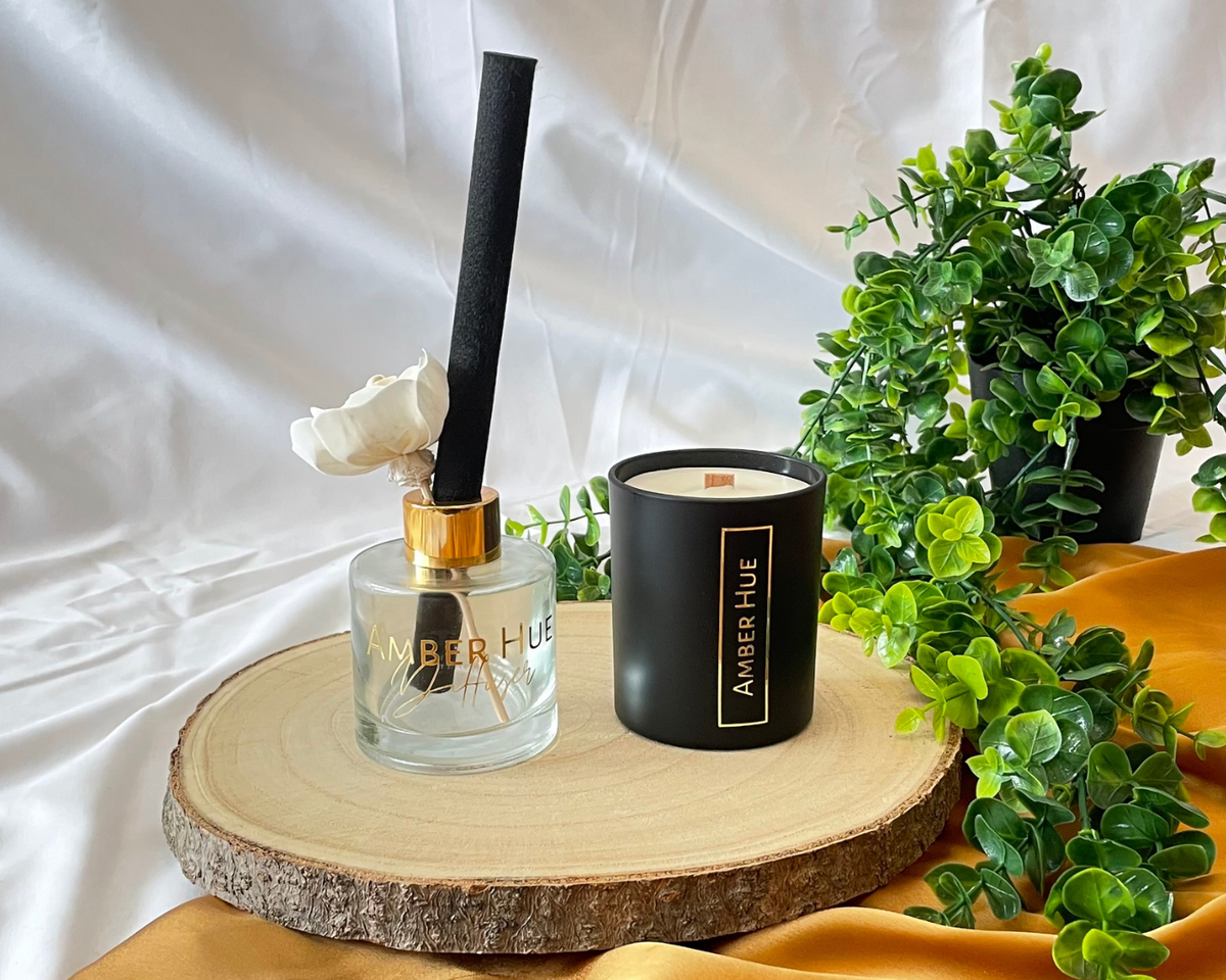 Amber Hue Candle & 100ml Reed Diffuser Set