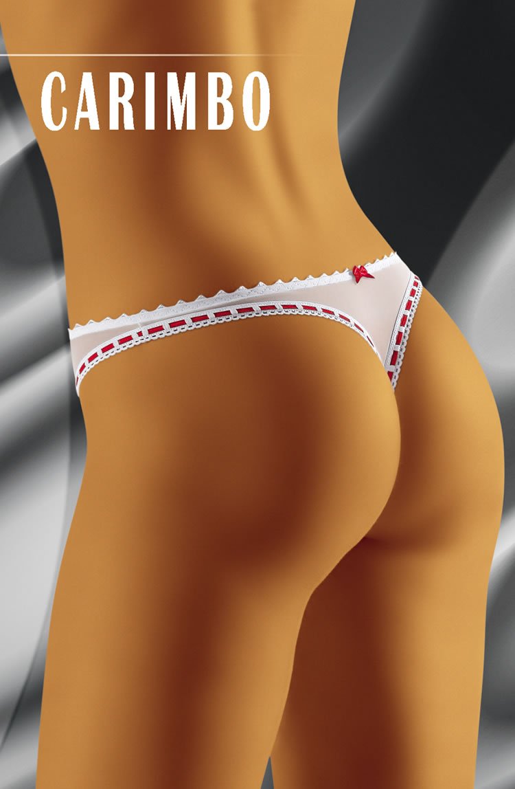 Wolbar Carimbo Thong White and Red Detail