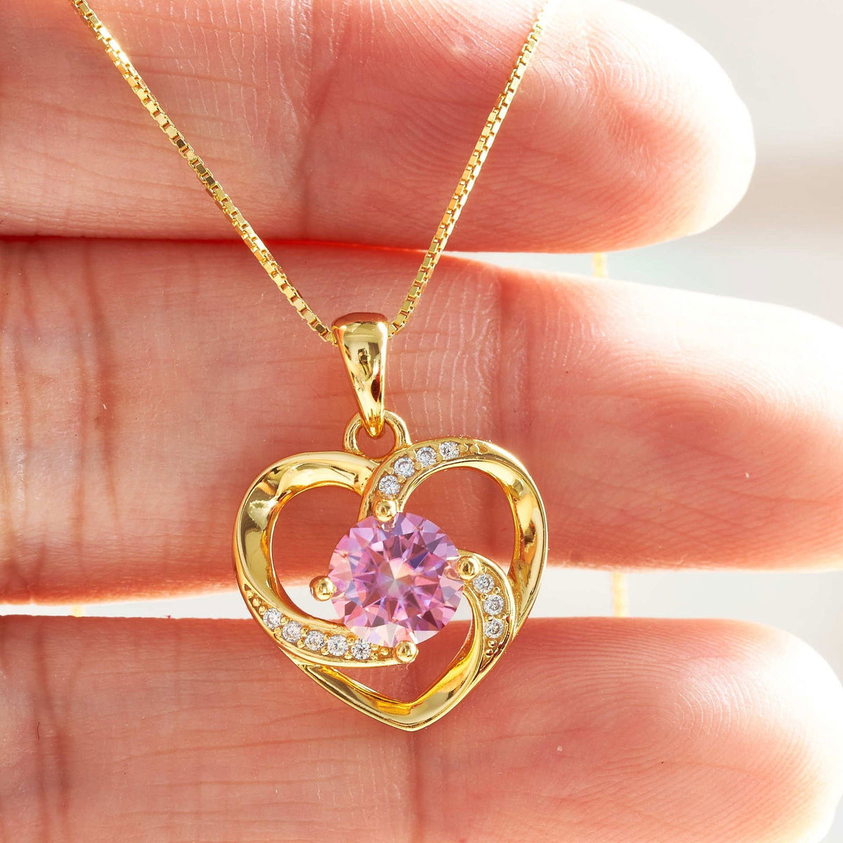 Cecelia Pink Moissanite Women's Sterling Silver Gold Plated Necklace