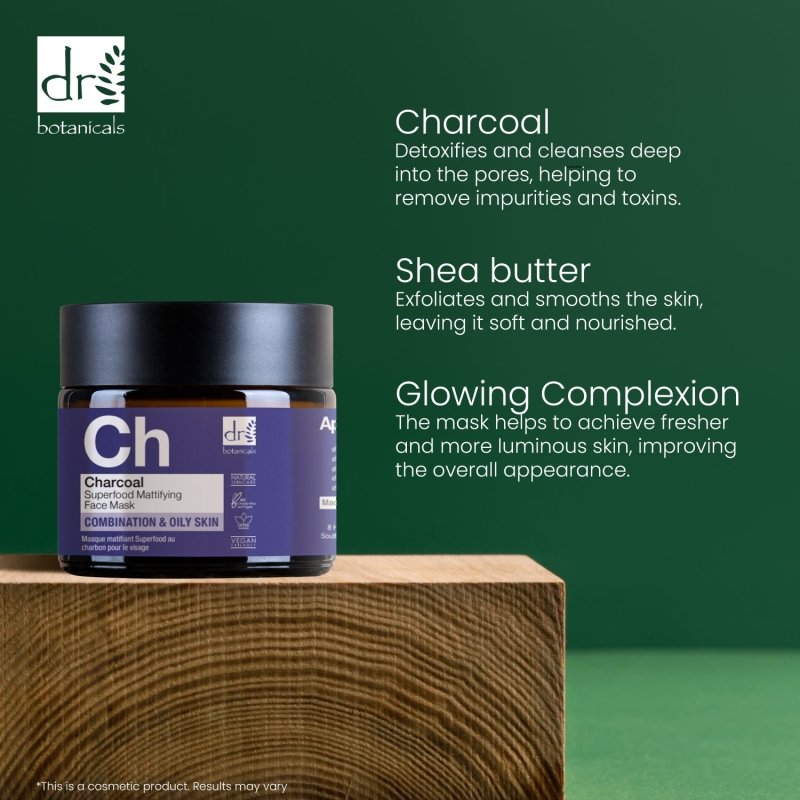 Dr Botanicals Charcoal Superfood Mattifying Face Mask 60ml