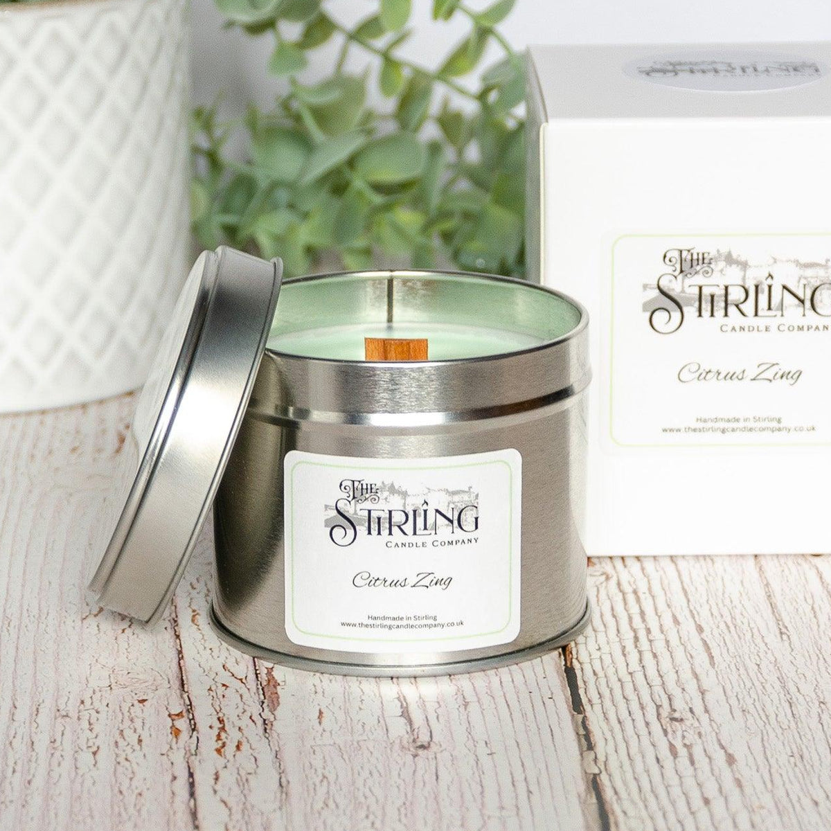 The Stirling Candle Company Citrus Zing - Travel Tin Candle - Wooden Wick