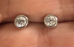 Classic Zircon Studs Small plain stone on silver frame