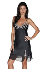 Irall Cleopatra Satin Chiffon Dressing Gown Black
