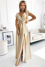 Crystal Occasion Long Occasion Dress | Numoco Yellow