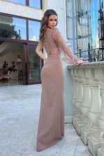 Bicotone Maxi Sequin One-Shoulder Slit Dress