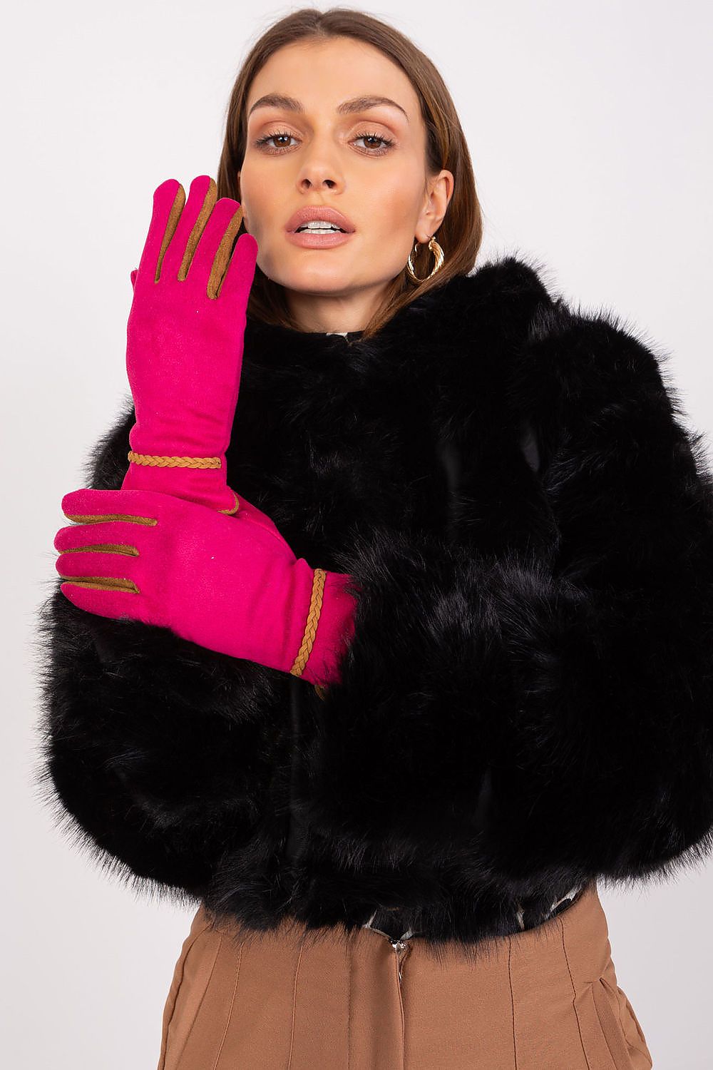 AT Contrasting Insert Gloves pink 2