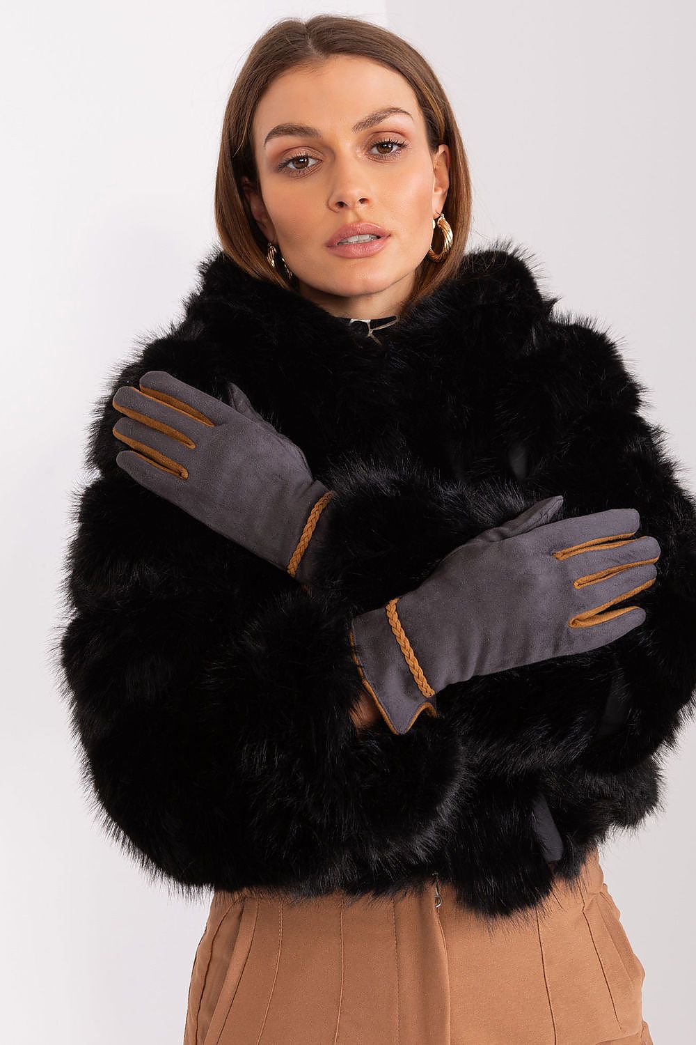 AT Contrasting Insert Gloves grey