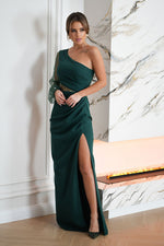 Bicotone Maxi Sequin One-Shoulder Slit Dress