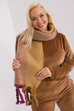AT Striped Tassel Winter Shawl Scarf yellow one-size-fits-all