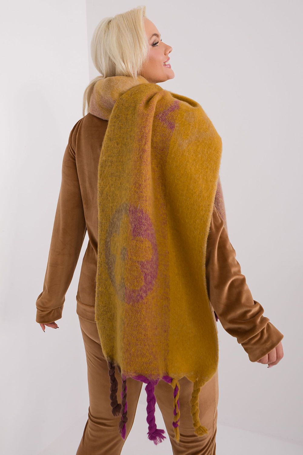 AT Striped Tassel Winter Shawl Scarf