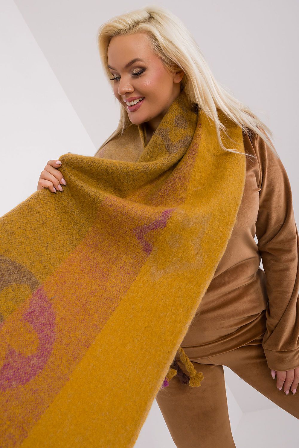 AT Striped Tassel Winter Shawl Scarf