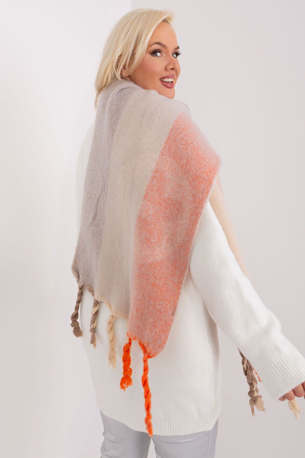 AT Striped Tassel Winter Shawl Scarf