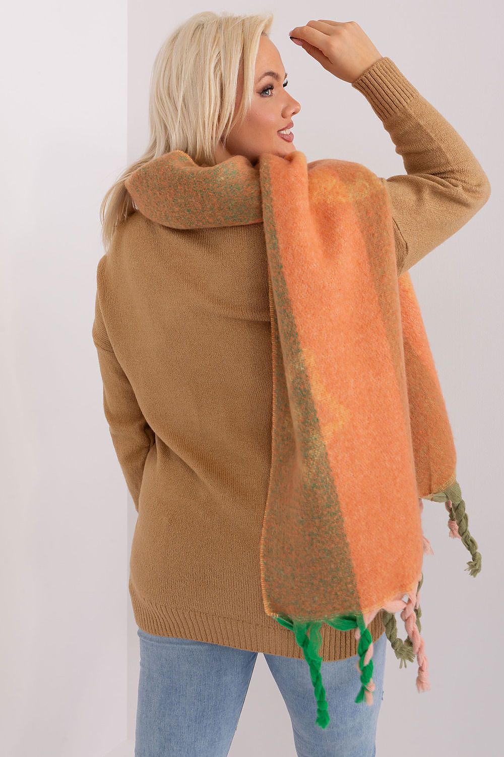 AT Striped Tassel Winter Shawl Scarf