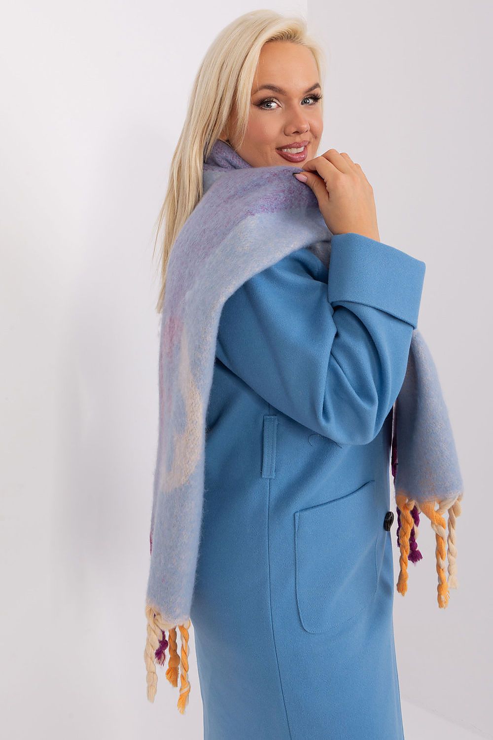 AT Striped Tassel Winter Shawl Scarf